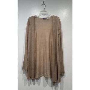 Acrobat‎ Beige Linen Open Cardigan Women’s Size Medium Lagenlook Neutral Coastal